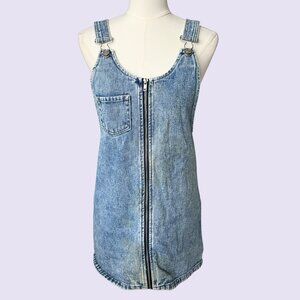 Pacsun Zip Front Denim Overall Mini Dress
